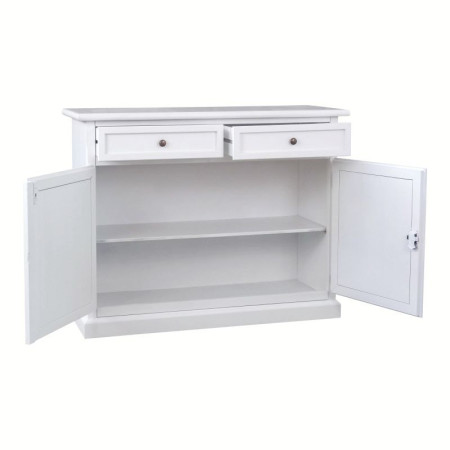Credenza classica in legno bianco opaco con 2 ante e 2 cassetti