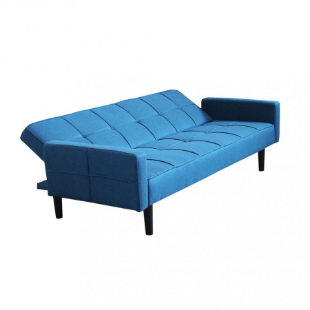 Divano 3 posti Letto Blu melange struttura in metallo e legno