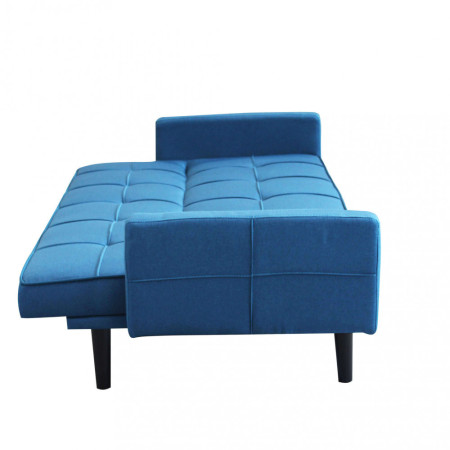 Divano 3 posti Letto Blu melange struttura in metallo e legno