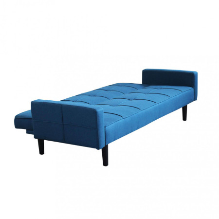 Divano 3 posti Letto Blu melange struttura in metallo e legno