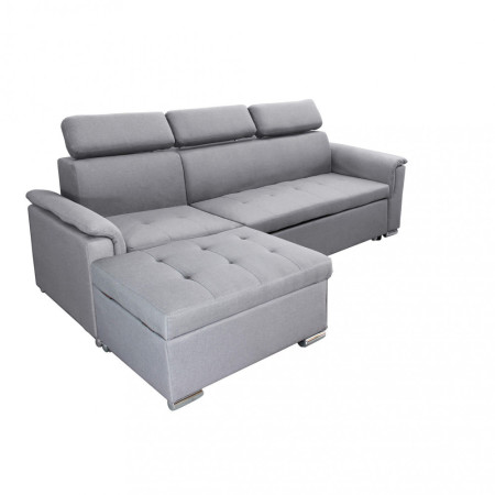 Divano con Penisola Letto grigio chiaro struttura in metallo e legno