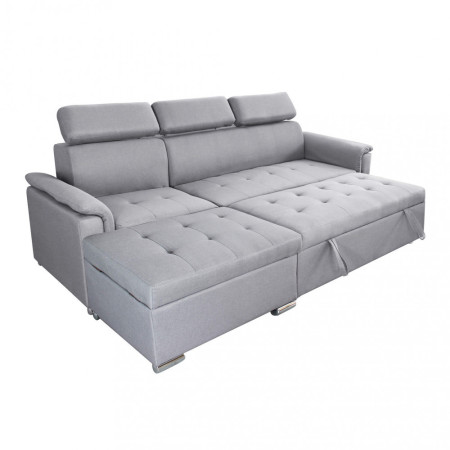 Divano con Penisola Letto grigio chiaro struttura in metallo e legno