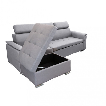 Divano con Penisola Letto grigio chiaro struttura in metallo e legno