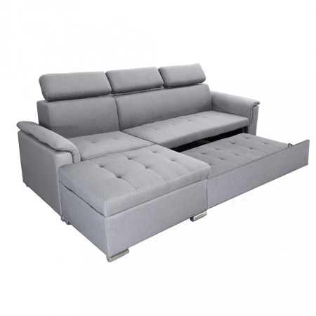 Divano con Penisola Letto grigio chiaro struttura in metallo e legno