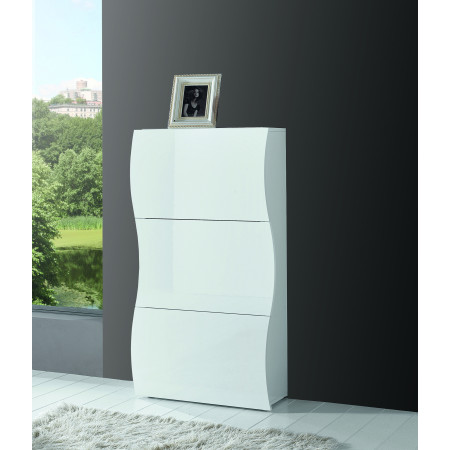 Scarpiera Moderna a 3 Ripiani Bianco Lucido per Scarpe