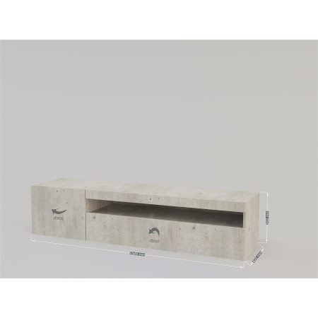 mobile porta TV in grigio cemento ideale per qualsiasi tipo di soggiorno. Con dimensioni di 155x40x36 cm