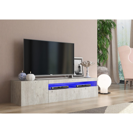 Mobile porta TV in grigio cemento con dimensioni 155x40x36 cm.