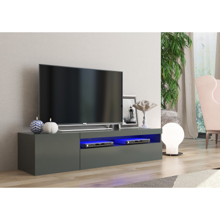 Mobile Porta TV Basso 155x40x36 Con Vano Decoder grigio Antracite Lucido