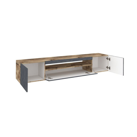 mobile porta TV basso effetto legno in grigio antracite misure: 200x40x36