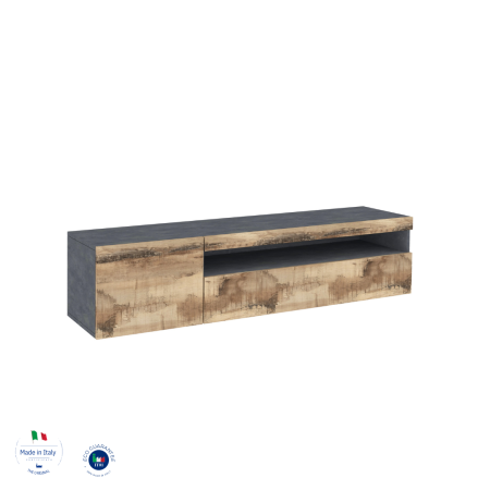 Elegante Mobile Porta TV Basso in Grigio Antracite con Vano a Giorno