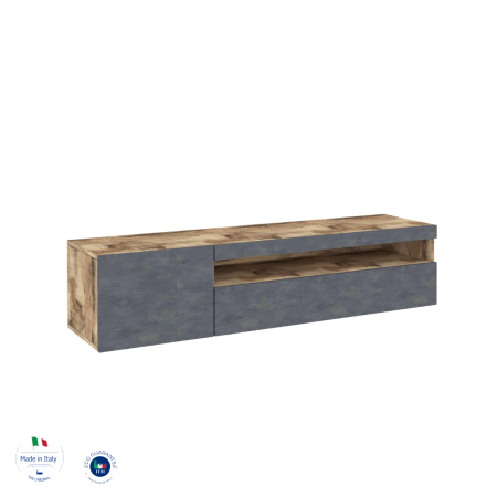 Mobile Porta TV in Legno Melaminico con Finitura Acero e Ardesia