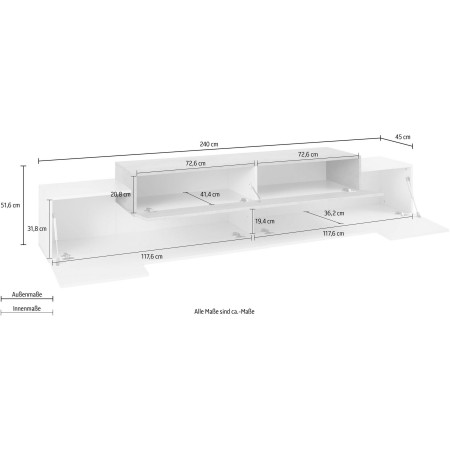 Mobile TV Bianco Laccato Bianco e Cemento Design Italiano 4 Ante