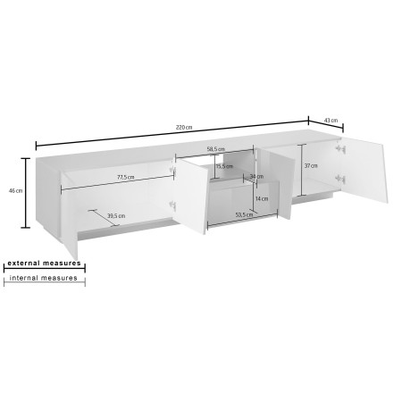 Mobile porta TV Ampio piano d'appoggio per TV di grandi dimensioni. Perfetto per organizzare dispositivi e accessori