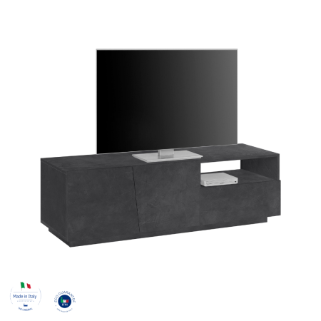 Mobile TV Moderno Soggiorno Buffet 2 Ante 1 Cassetto bianco lucido