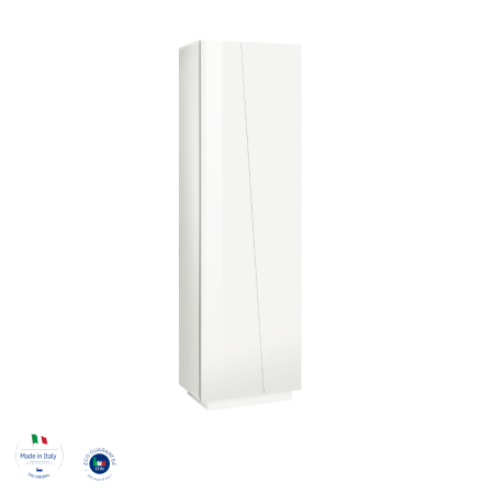 Armadio Multiuso Design Moderno 2 Ante e 6 Vani Bianco Lucido