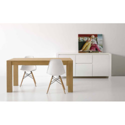Tavolo moderno, realizzato in pregiato legno di rovere naturale spazzolato.