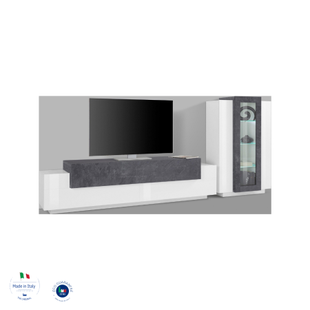 Composizione Parete Moderna Porta TV e Vetrina
