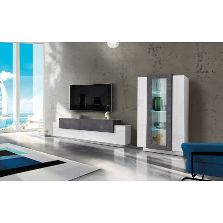 Composizione Parete Moderna Porta TV e Vetrina