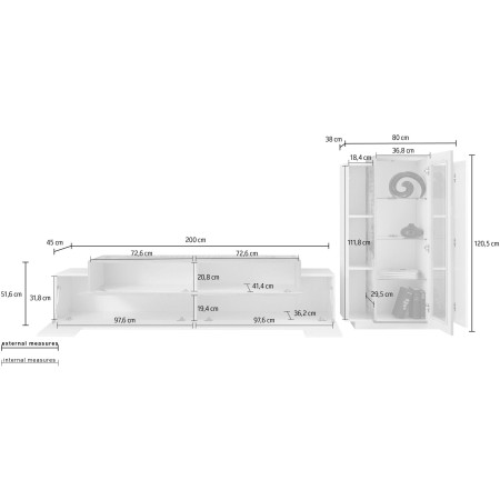 Composizione Parete Moderna Porta TV e Vetrina