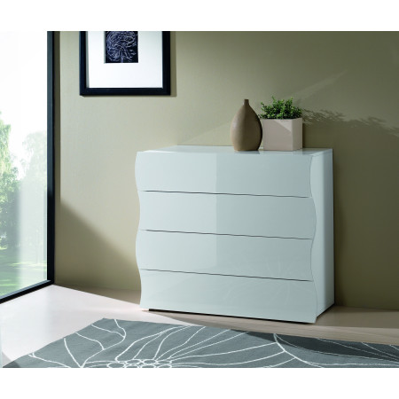 cassettiera dal design elegante e moderno, con 4 cassetti in bianco lucido