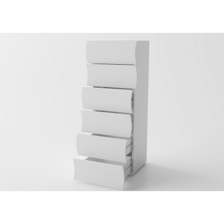 cassettiera di design bianco offre una soluzione elegante e funzionale per ogni camera da letto, misurando 50x40x122 cm.
