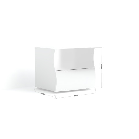 Comodino bianco lucido moderno 2 cassetti, stile elegante e pratico