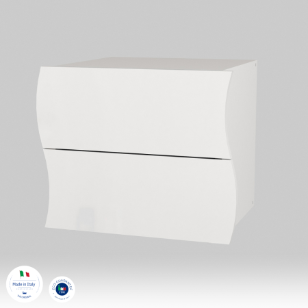 Comodino a 2 Cassetti in Finitura Bianco Lucido per Camera