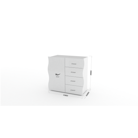 Credenza Cucina Soggiorno Bianco Lucido 1 Anta 4 Cassetti Qualità