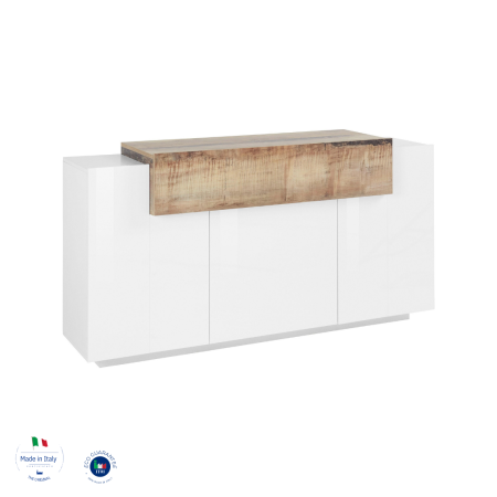 Mobile A 3 Ante Bianco Lucido Effetto Legno Versatile e Funzionale