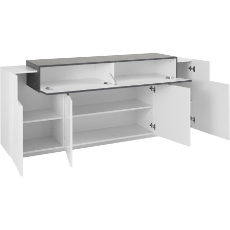 La credenza moderna a 4 ante in bianco lucido e grigio è un pezzo d'arredo versatile