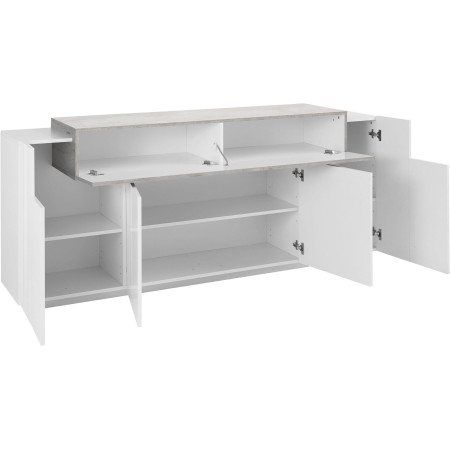 credenza con Superficie in resina melaminica con 3 vani e 4 ante
