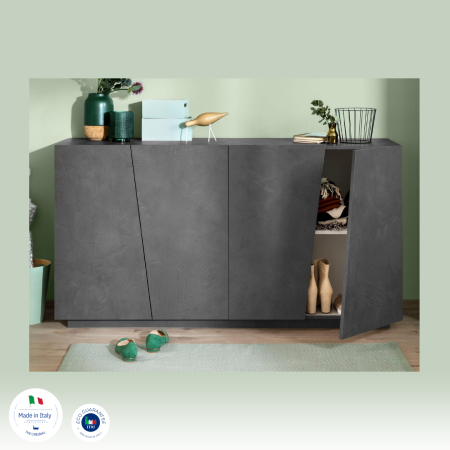Credenza grigio antracite con 4 ante Design pratico e funzionale