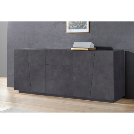 Credenza cucina soggiorno 220 cm in grigio antracite con 4 ante e 3 cassetti.