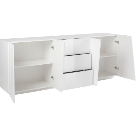 credenza design comprende 2 vani con mensola divisoria e 4 ante battenti, offrendo ampio spazio per riporre oggetti e accessori.