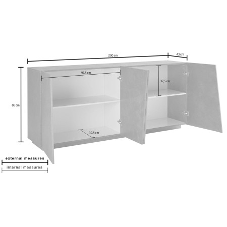 Credenza Antracite 200 cm Elegante per Interni Moderni