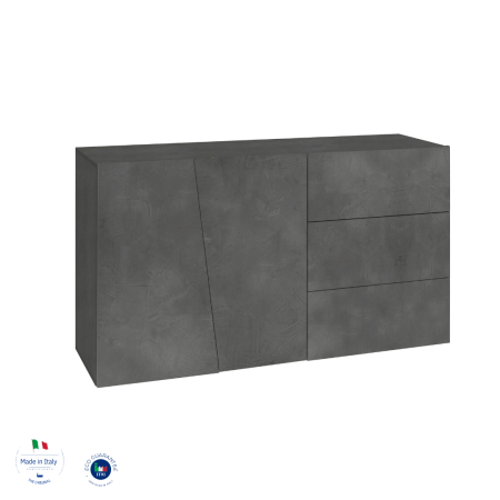 Credenza Spaziosa 2 Ante 3 Cassetti Grigio Antracite Moderna