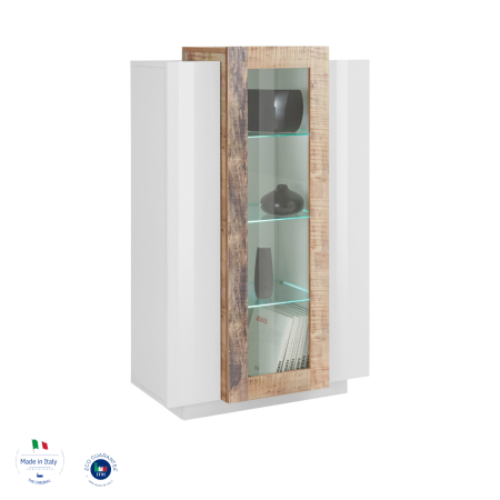 Vetrina da Soggiorno in Legno Bianco Lucido Design Moderno e Funzionale