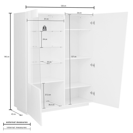 Vetrina 2 Ante con 6 Ripiani Il Design Perfetto per il Soggiorno