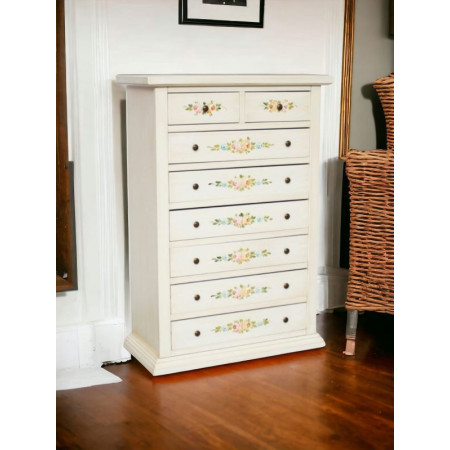 cassettiera in legno bianco anticato è ideale per chi cerca un arredamento elegante e pratico.
