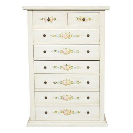 cassettiera in legno bianco anticato Misure: 87x40x125 cm. Realizzata in legno massiccio di pioppo