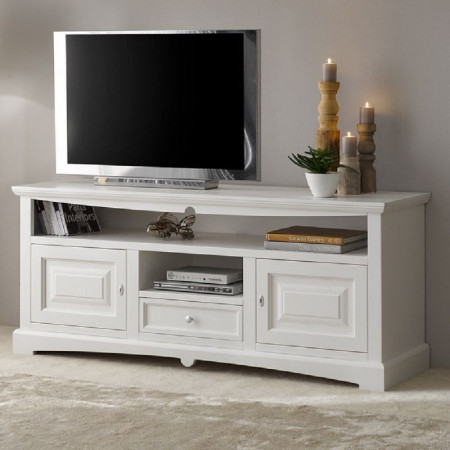 Mobile Porta TV Goccia in bianco opaco con Ripiani e Cassetto