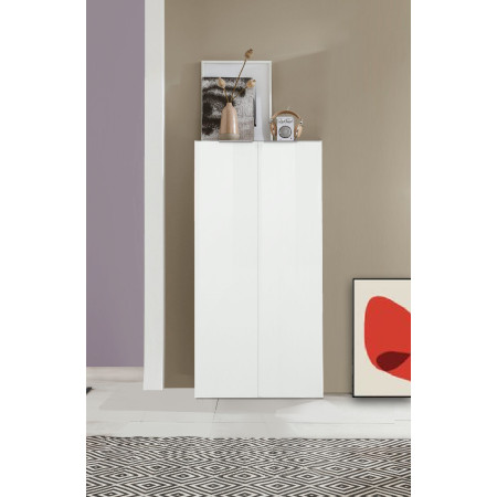Libreria a 2 ante bianco lucido DALIA elegante e compatta