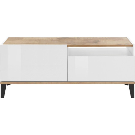 Porta TV SUNRISE 120 cm bianco laccato e acero pereira elegante