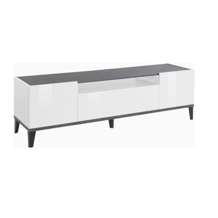 Porta TV SUNRISE 160 cm con finitura bianco lucido e ardesia