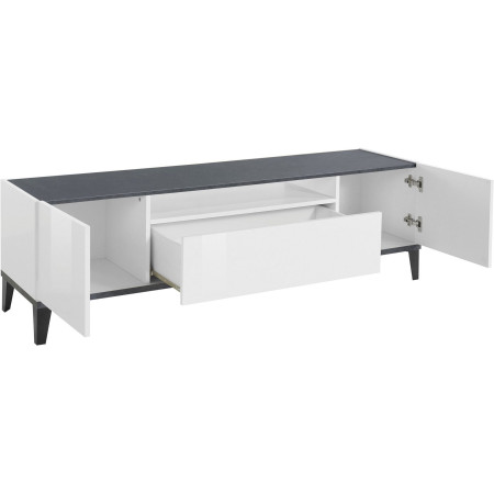 Porta TV SUNRISE 160 cm bianco lucido e ardesia moderno