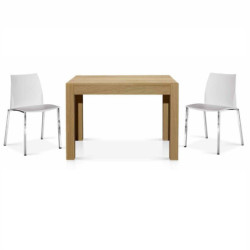 Tavolo da pranzo allungabile in rovere naturale  
 in rovere naturale con un'allunga da 50 cm in stile moderno.
