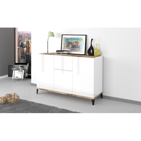 Funzionalità e stile: Credenza SUNRISE 3 ante + 1 cassetto bianco laccato