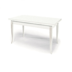 Tavolo  allungabile classico in legno massello bianco 80x80 cm