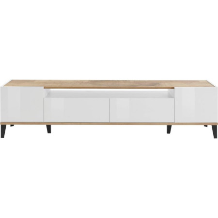Porta TV SUNRISE 200 cm bianco laccato e acero pereira