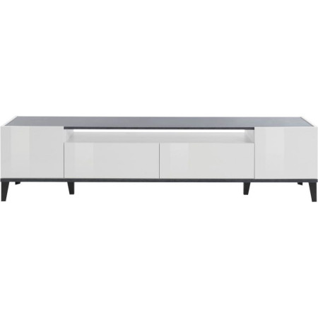 Porta TV SUNRISE 200 cm bianco lucido e ardesia elegante